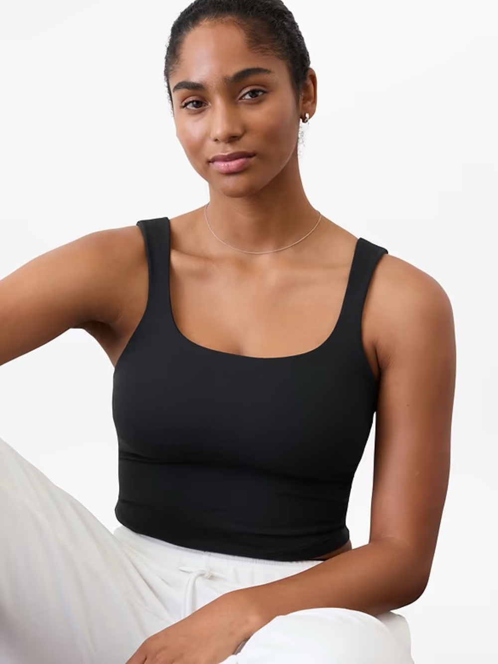 Athleta Black Transcend Square Neck Crop Sports Bra